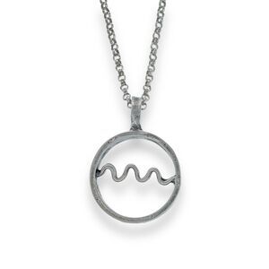 Sterling Silver 925 Circle Open Space Wave Pendant ONLY